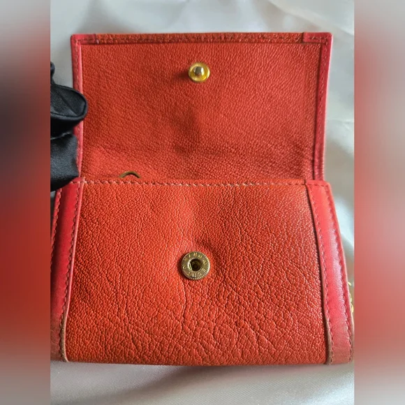 BVLGARI Orange Leather Wallet with Gold Emblem - Picture 6 of 11